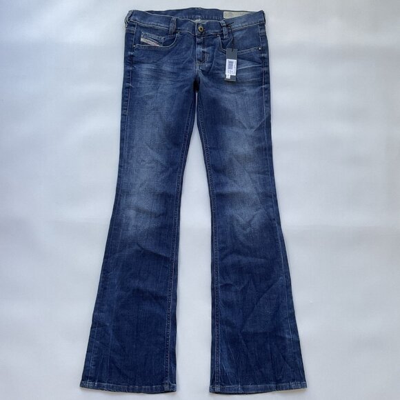 $178 Diesel Women’s Louvboot Slim Bootcut Jeans Low Waist Blue Size 28 - Picture 1 of 12
